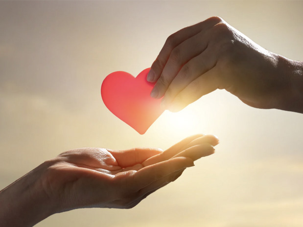 Duurzaam cadeau personeel handen met hartje